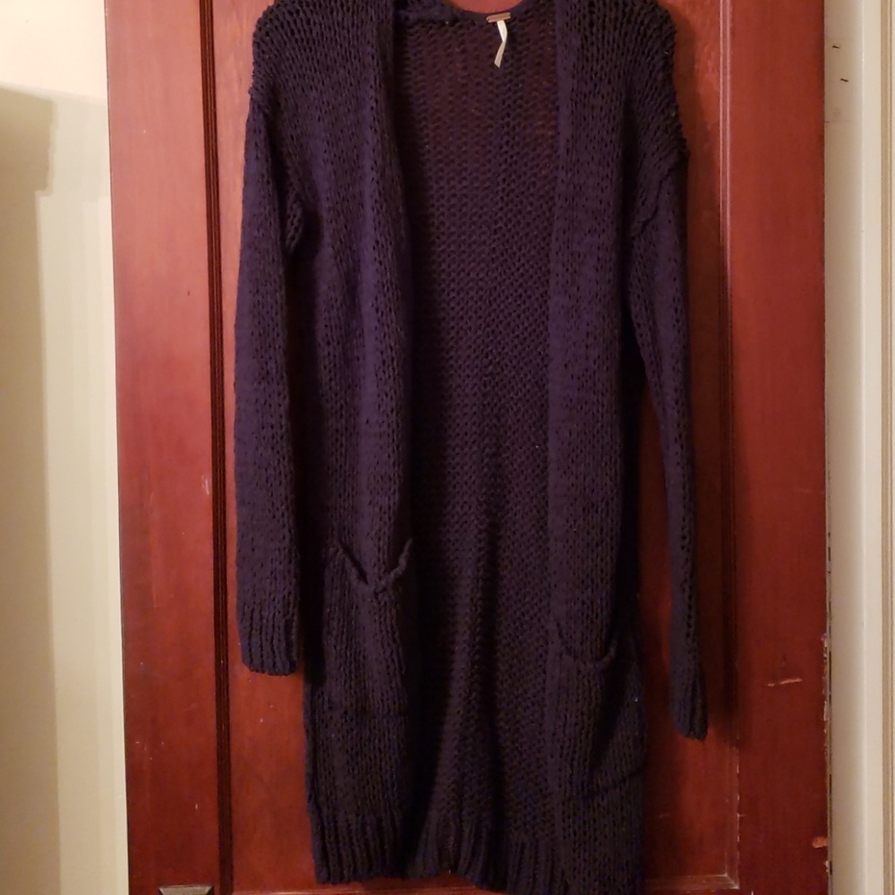 Free people navy long cardigan